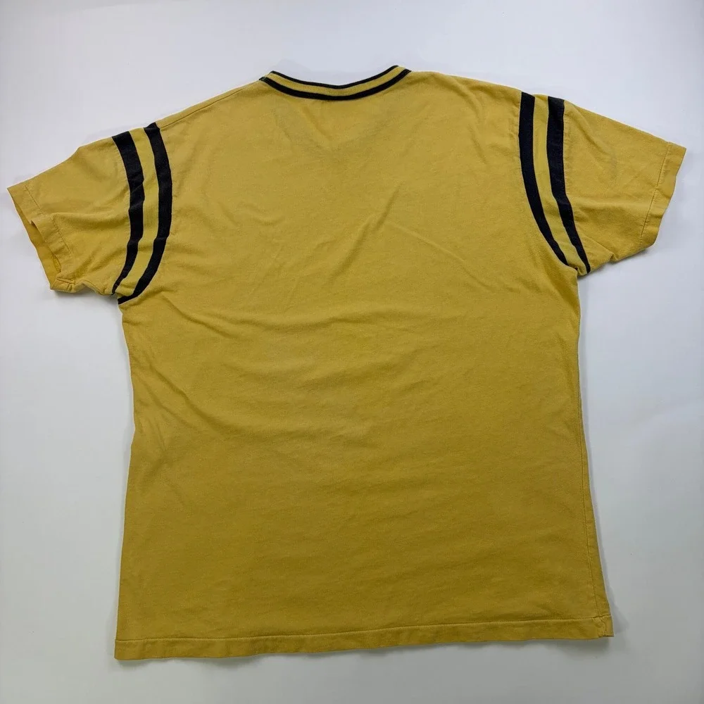 American Eagle Track & Field V-Neck Ringer T-Shirt Mens XL Yellow Vintage Style